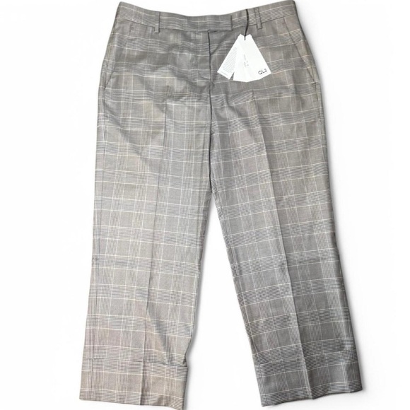 NWT Maura Gray Cuffed/Cropped Plaid Trousers